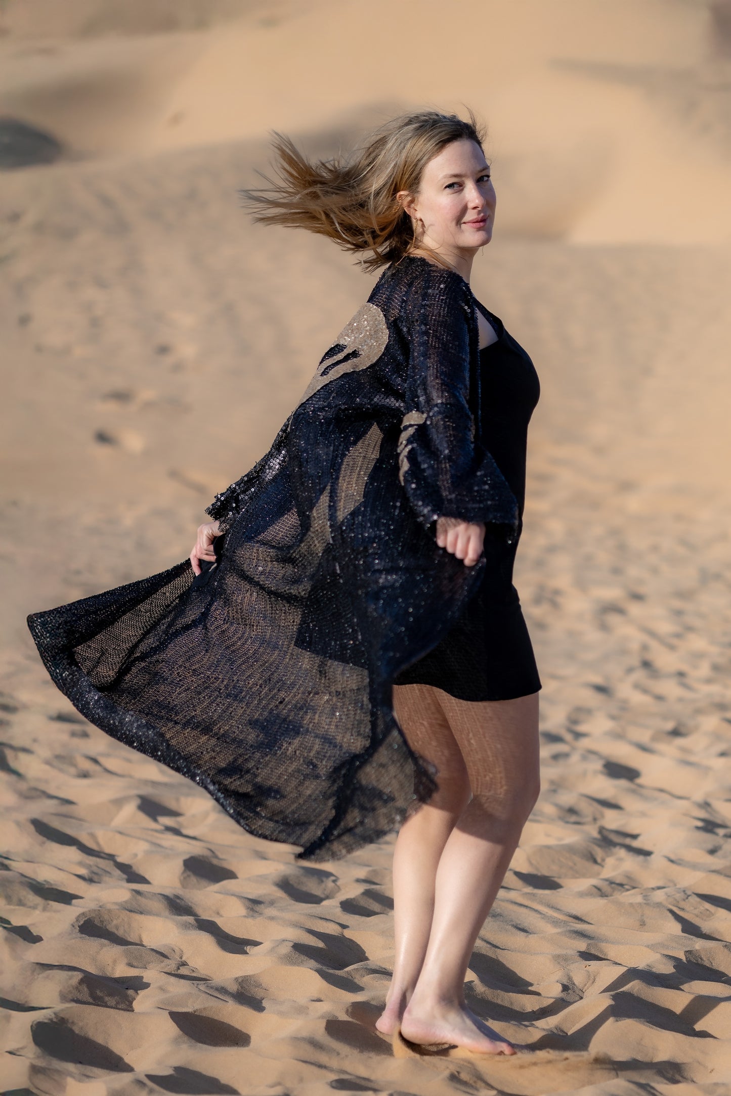 Black & Gold sequins 11:11 Kimono
