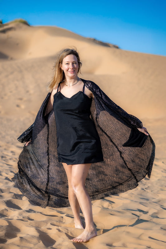 Black & Gold sequins 11:11 Kimono